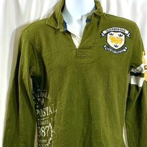 Aeropostale Rugby Style Green Logo Polo Small